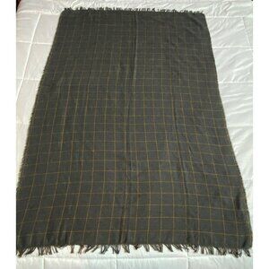 Ikea Varkrage Windowpane Plaid Throw Blanket Lightweight Gray Orange 45" x 65"